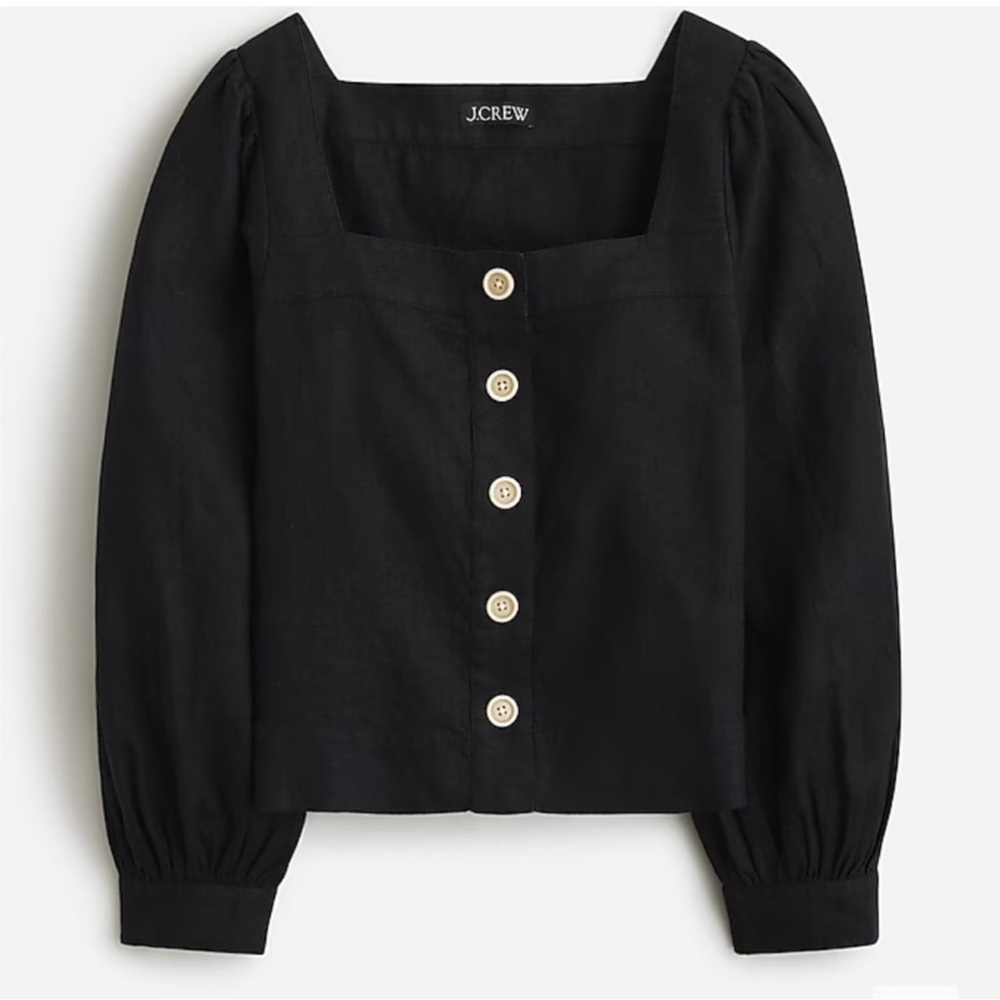 J.Crew Squareneck button-up top in linen